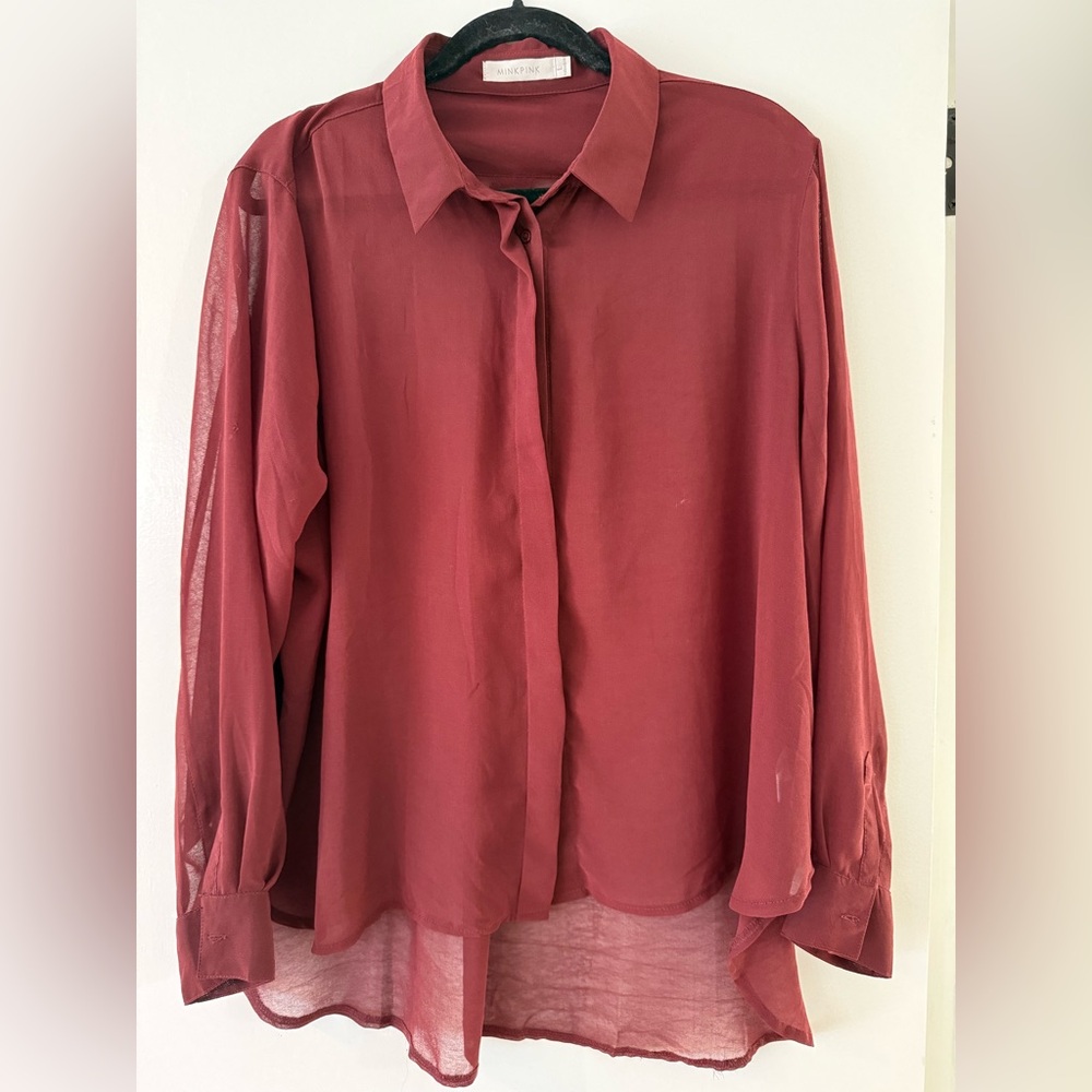 MINKPINK maroon Button Down Shirt